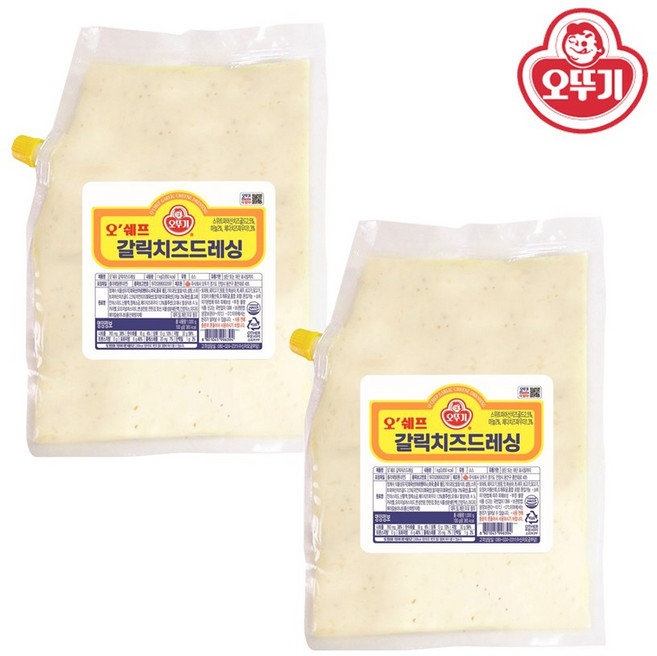 오뚜기 오쉐프 갈릭치즈드레싱, 1kg, 2개