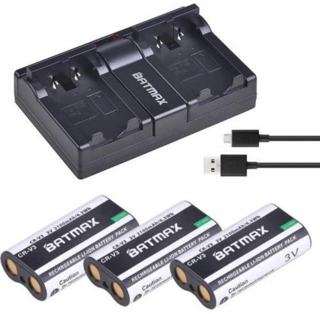 Batmax CRV3 CR V3 배터리 및 듀얼 충전기 코닥 이지쉐어 C340C310C433CW330C875 줌 CD50CX7530DX6440D4104 용 2100mAh 배터리, 2) 3 Battery 1 Charger, 1개