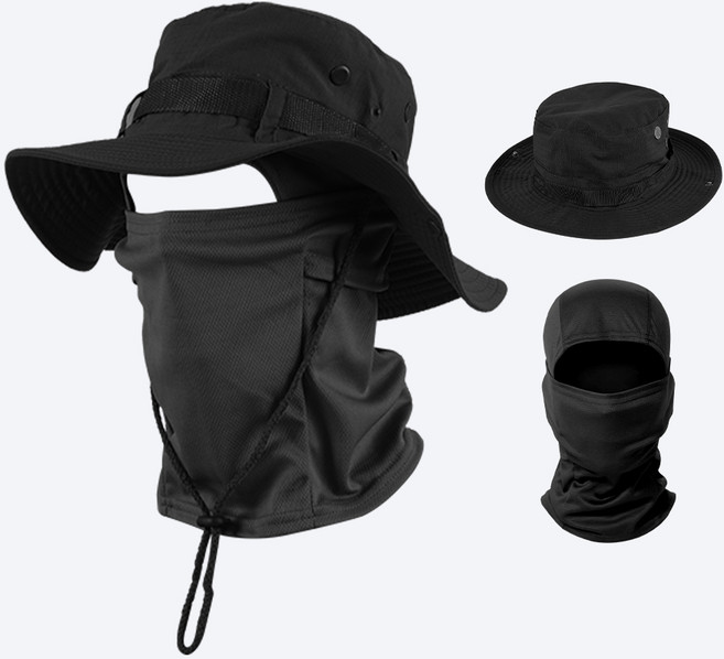 코튼 정글모자 부니햇+바라클라바 AT001 세트 - 군용 밀리터리 UV차단 캠핑 현장 냉감 정글모 사파리 모자