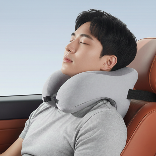 제트위시 고정 목배개 목쿠션 자동차 차량용, 1개, 그레이