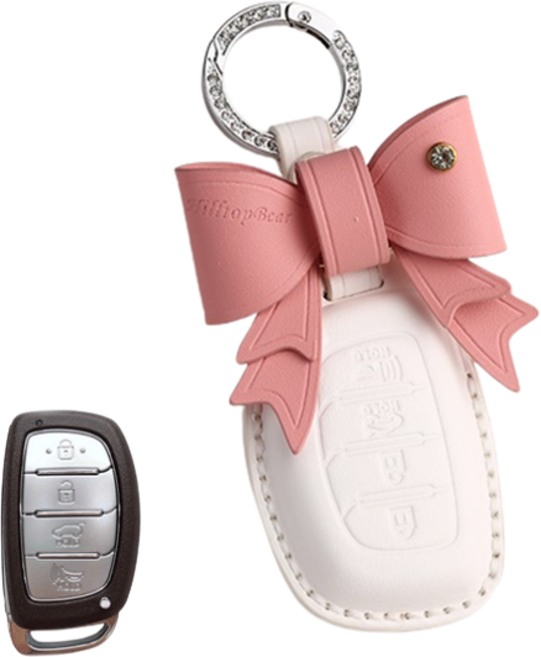 키에티 현대 아반떼AD LF쏘나타 4버튼 스마트키 호환 베지터블 키케이스, 아이보리