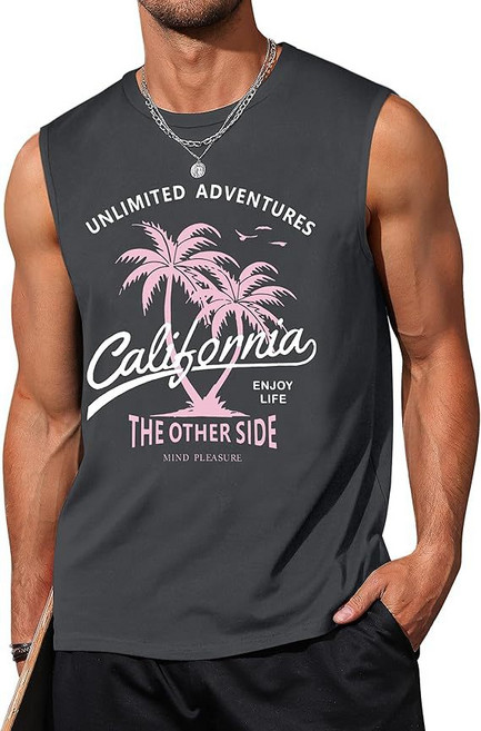 여름 남성 해변 조끼 해변 나무 3D 프린트 트렌디 티셔츠 반팔