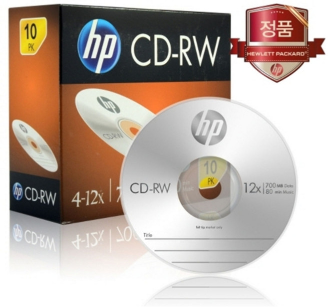 HP CD-RW 4-12x 10PK 700MB 80min, 본상품선택, 1개