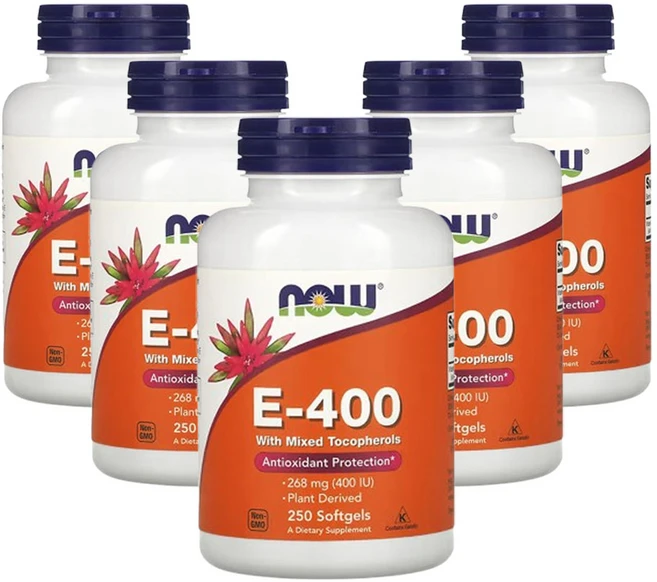 나우푸드 혼합 토코페롤 함유 E-400 268mg(400IU) 소프트젤 250정, 5개 - 쿠팡