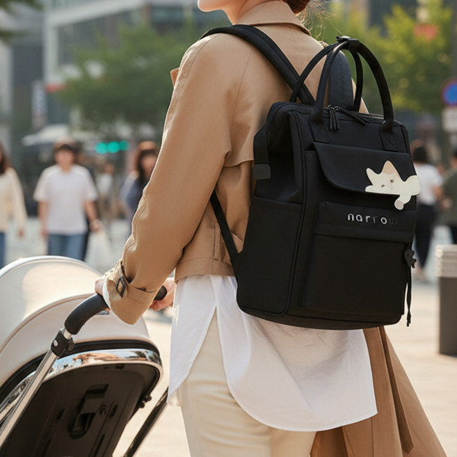 스토리원 U-SSBG052 대용량 다기능 아기용품 기저귀 가방 백팩 토트백, 블랙