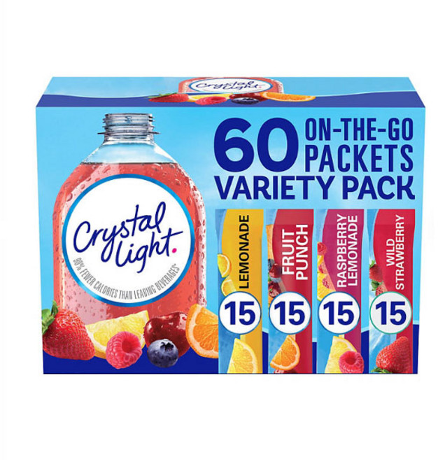 크리스탈라이트 버라이어티 팩 레모네이드 + 프루트 펀치 + 라즈베리 레모네이드 + 와일 스트로베리 60개입, 1개