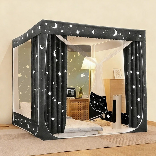 YYT 1인용 텐트형 모기장 모기차단 2인용 모기장 침대, 차콜