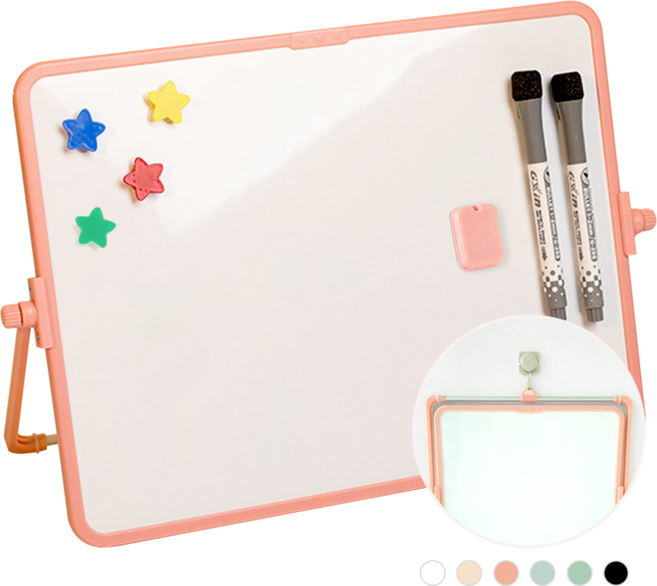 하루아즈 양면 미니 화이트보드 탁상용 벽걸이용 미니칠판 자석 메모보드, 핑크
