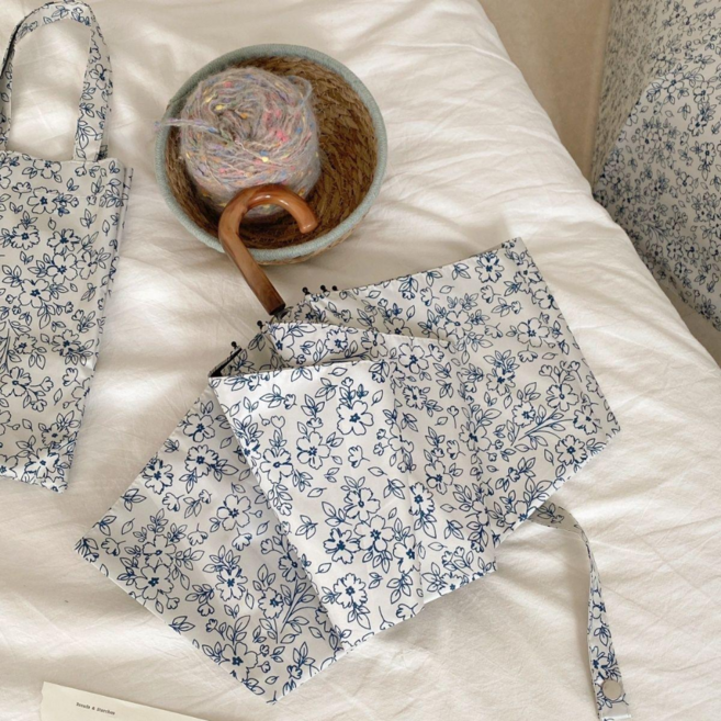 감성 플라워 패턴 클래식 곡선 손잡이 접이식 양우산