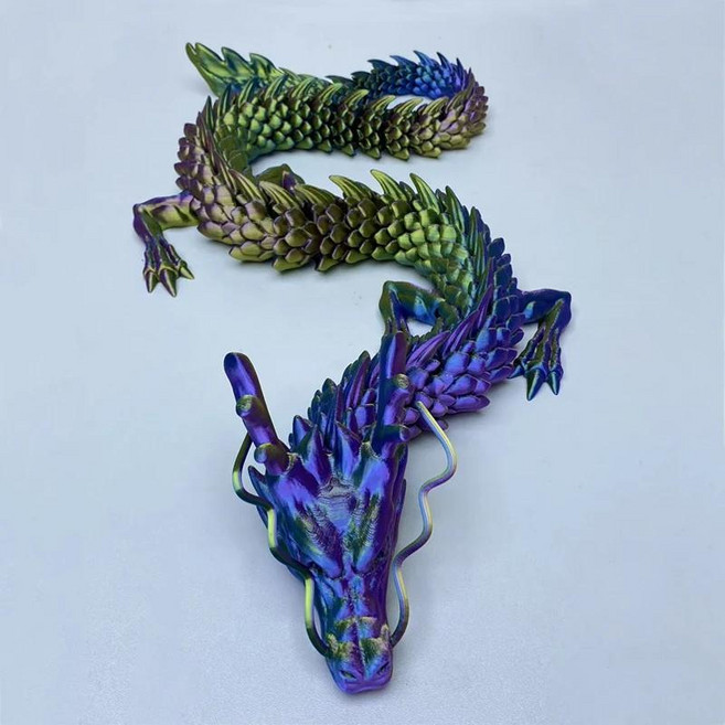 88CM 3D 프린팅 보석 드래곤 크리스탈 피젯 토이 회전 가능한 관절형 ADHD 14세 이상를 위한 선물 생일에, 02 60CM, 06 shiny metal colour