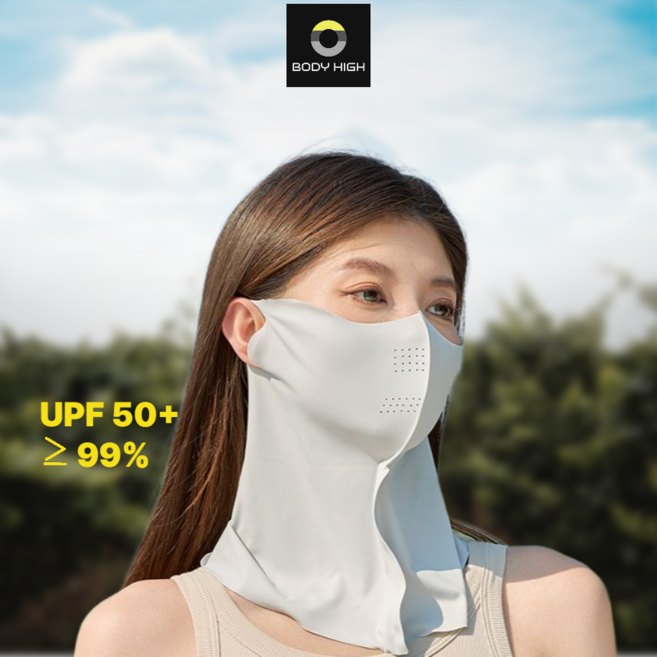 [바디하이] 자외선 차단 마스크 파크골프 라이딩 러닝 등산 2P, 블랙+연그레이