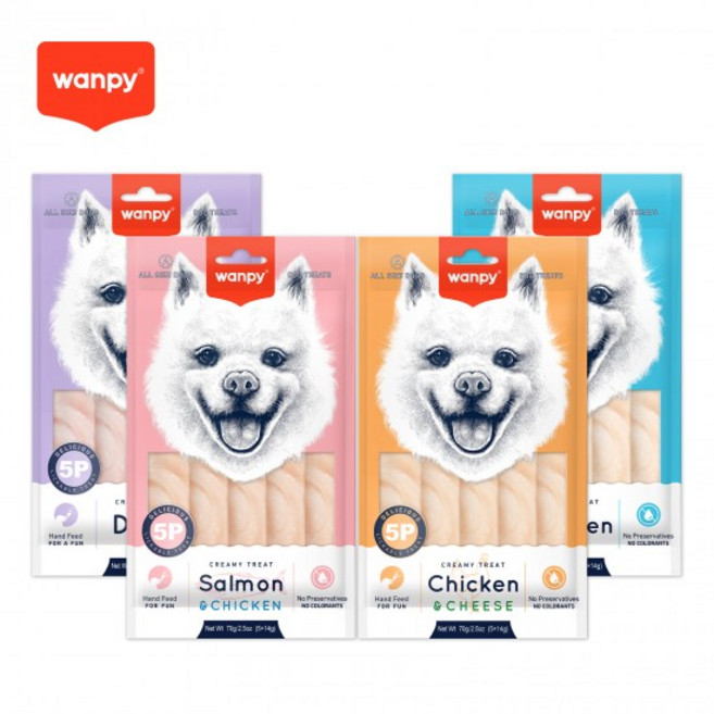 완피 독 크리미 퓨레 5p 짜먹는 강아지 간식 훈련용 보상용 간식, 1개, 70g, 오리