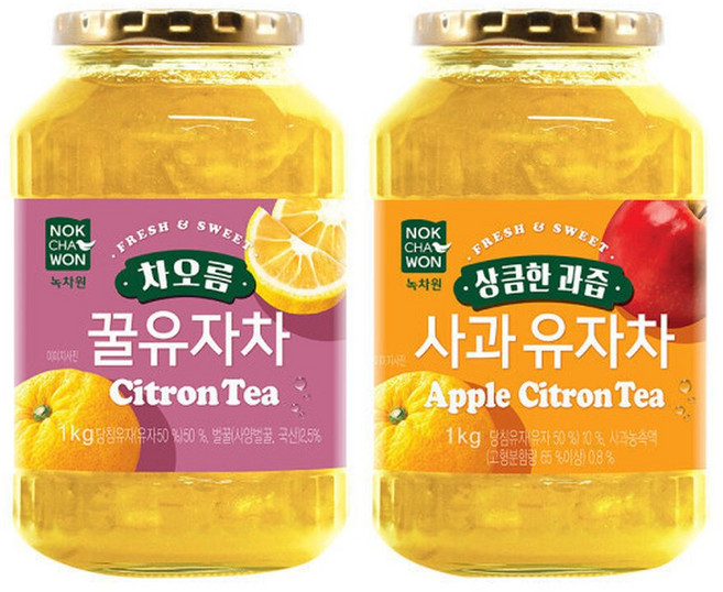 녹차원 차오름 유자차1kg+사과유자차1kg