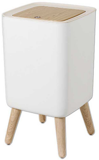 코지로움 모던 카페 인테리어 우드패턴 쓰레기통 우드 나무 원터치 사각 휴지통 10L, 화이트