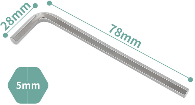 內六角板手, 1個, E-5mm(28*78)淬火加硬