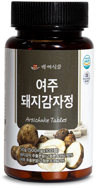 백세식품 여주 돼지감자정 500mg x 100정 HACCP인증 국산 돼지감자환 (소비기한 26.07.15), 2개