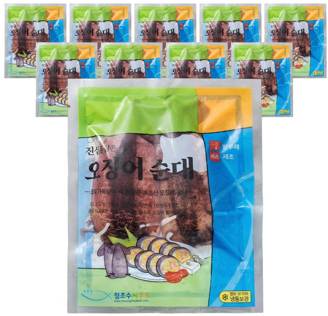 속초 청초수물회 통오징어순대 오징어순대 1팩 2미, 10개, 500g
