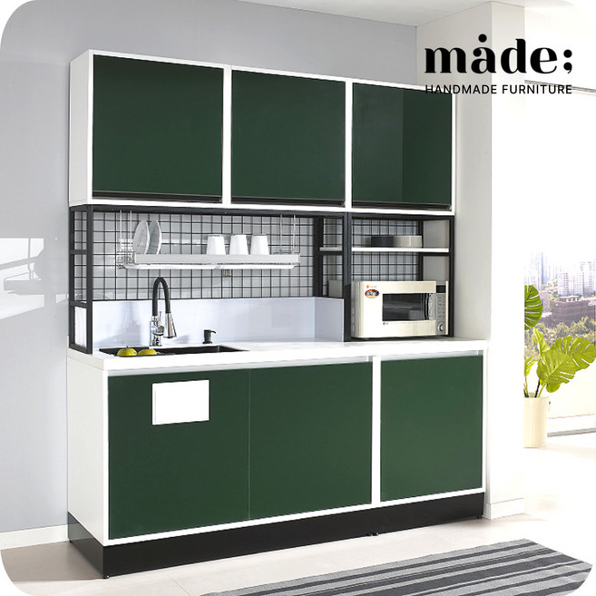 싱크대 조리대 중간장 상부장 세트 도어형 1800 맞춤 제작 교체, 멀바우