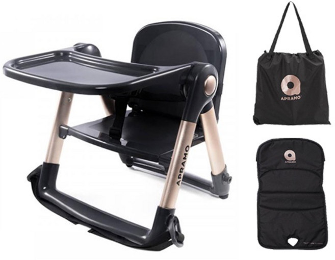 APRAMO 摺疊便攜式寶寶餐椅 安全穩固 時尚簡約, 黑色