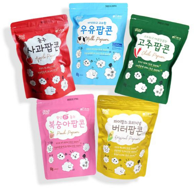 충주 내포긴들마을 파머팝스 팝콘 5종세트 5가지맛 모두 맛보기, 1개