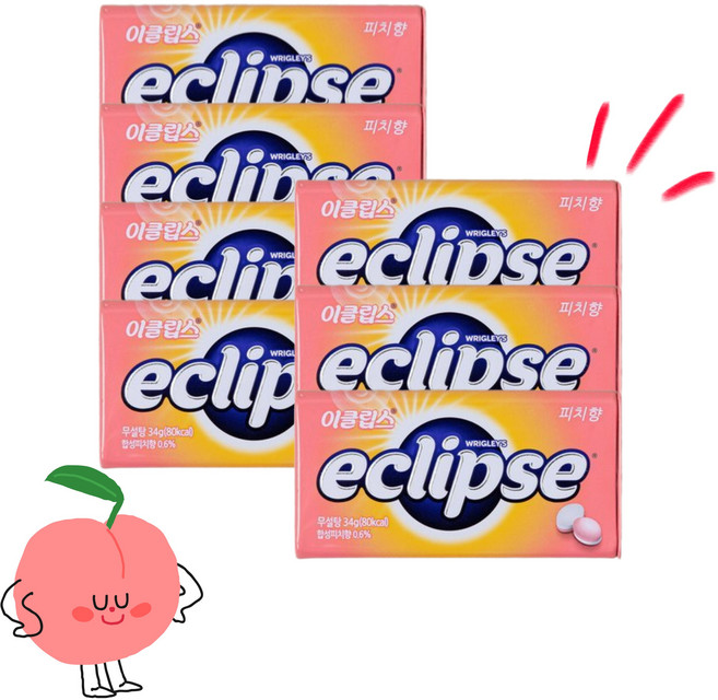 이클립스 피치향 34g 금연사탕 복숭아향 입냄세제거 무설탕 캔디, 7개