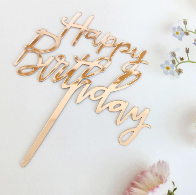 아크릴 케익 토퍼 케이크토퍼 캘리 해피벌스데이 생일 꽂이 파티케이크픽 파티용품 케잌토퍼, 해피벌스데이__핑크