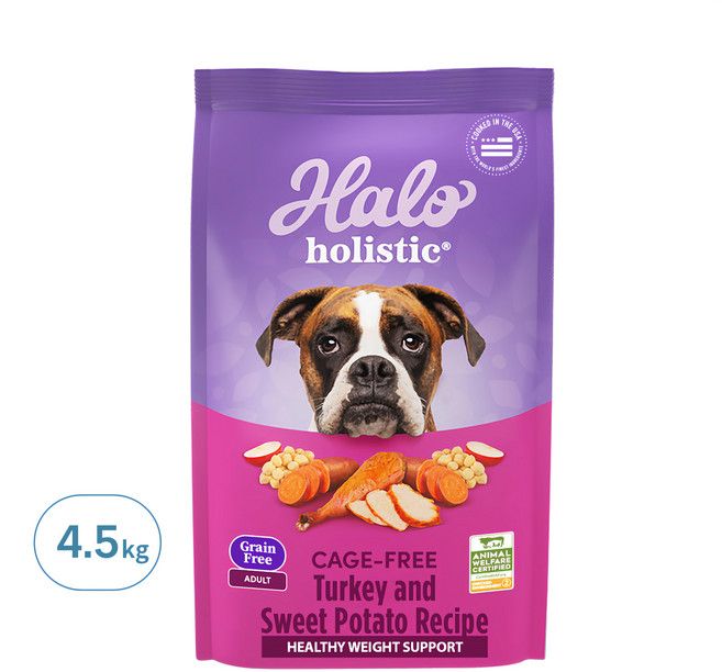Halo 嘿囉 成犬適用 無穀乾飼料 犬用, 低脂火雞肉, 10lb, 1袋