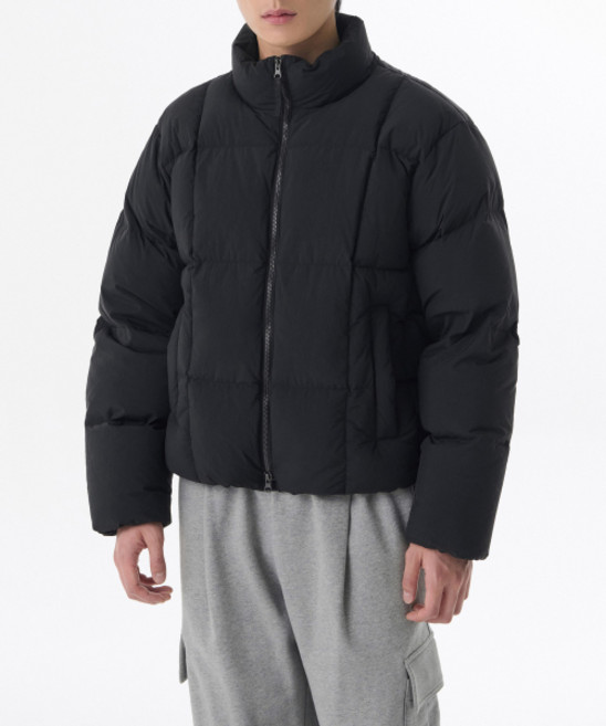 무신사스탠다드 스퀘어 퀼티드 다운 푸퍼 숏 패딩 재킷 블랙 1629935