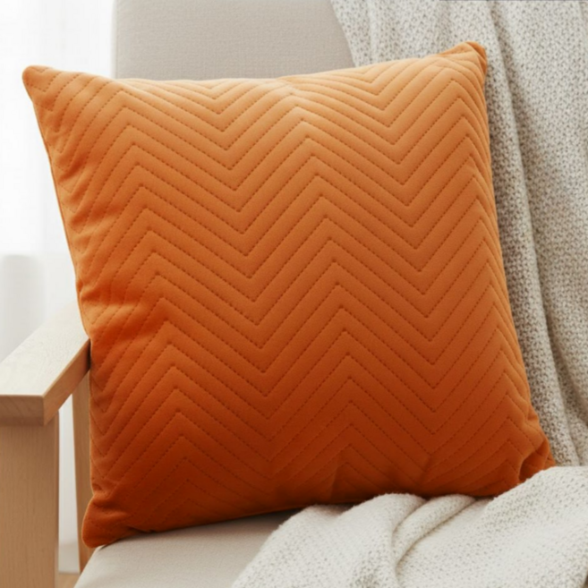 서플라이랩 북유럽 인테리어 벨벳퀼팅 쇼파쿠션 국산솜 포함, 옵션6. 오렌지