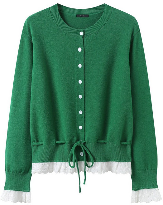 GGPX 여성용 스트링 레이스 레이어드 니트 가디건 GQACK001D