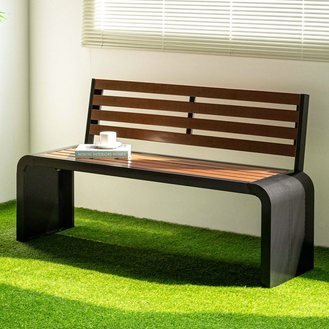 위드 등벤치 버스정류장 흡연실 대기실 아파트 공원 철제 야외벤치, 블랙, 120CM