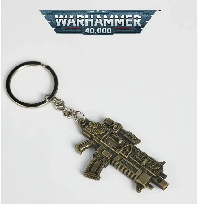 Warhammer 40000 게임 주변기기 맞춤형 블래스터 전기 톱 칼 무기 키 체인 빈티지 보이 펜던트 액세서리 선, 01 C