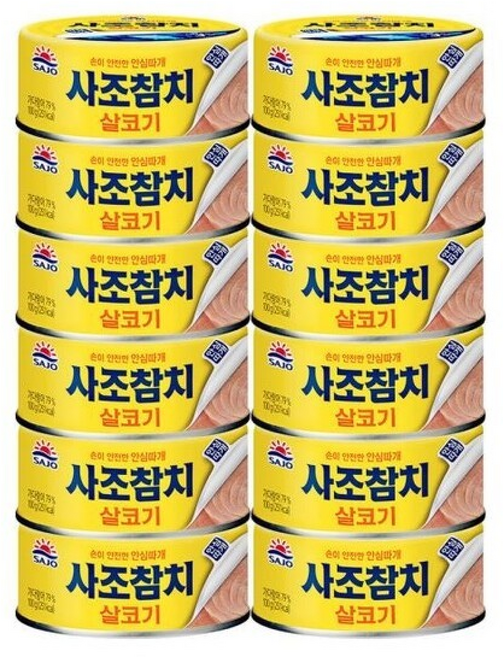 사조 살코기 참치 통조림 캔, 12개, 100g
