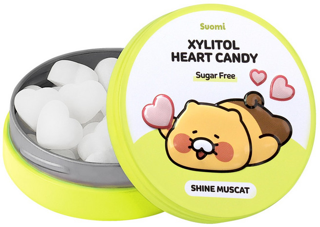 춘식이 자일리톨 하트 캔디 무설탕 수오미 캔디 핀란드산 자일리톨 사탕 샤인머스캣, 40g, 1개