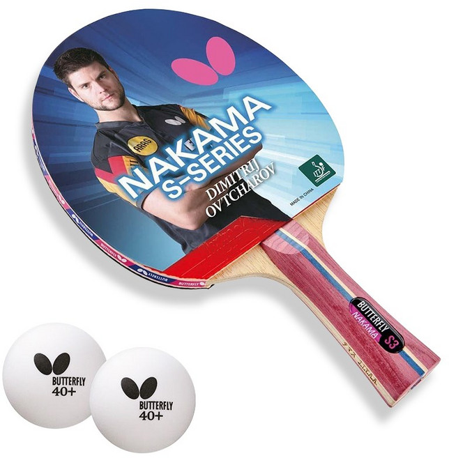 버터플라이 탁구라켓 쉐이크 핸드 카본 양면 완제품 NAKAMA S-3