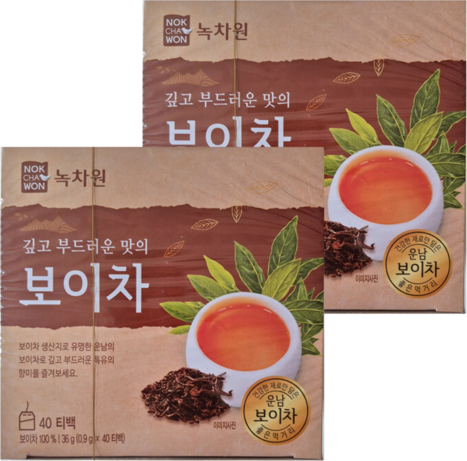 녹차원 보이차, 900mg, 40개입, 2개