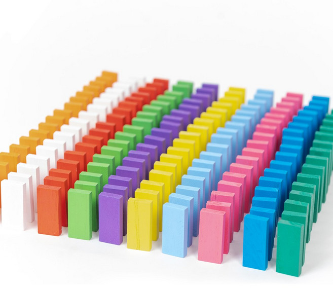 아이스타 어린이보드게임 무지개 원목 도미노 360pcs (정리.보관용파우치 포함), 1개