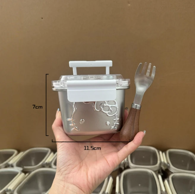 전자렌지 전자레인지 가능 헬로키티 도시락 스테인레스 도시락 통 런치백 간식 과일 보관 도시락통 홍스터치, 스테인레스 450ml 단품, 1개 - 쿠팡