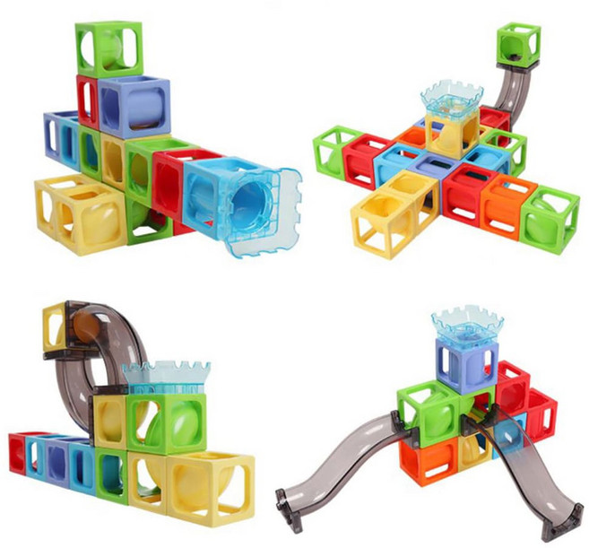 4살 자석 블럭 구슬 트랙 롤러코스터 장난감 교구 미끄럼틀 유아 옮기기 키즈 수동, 1개