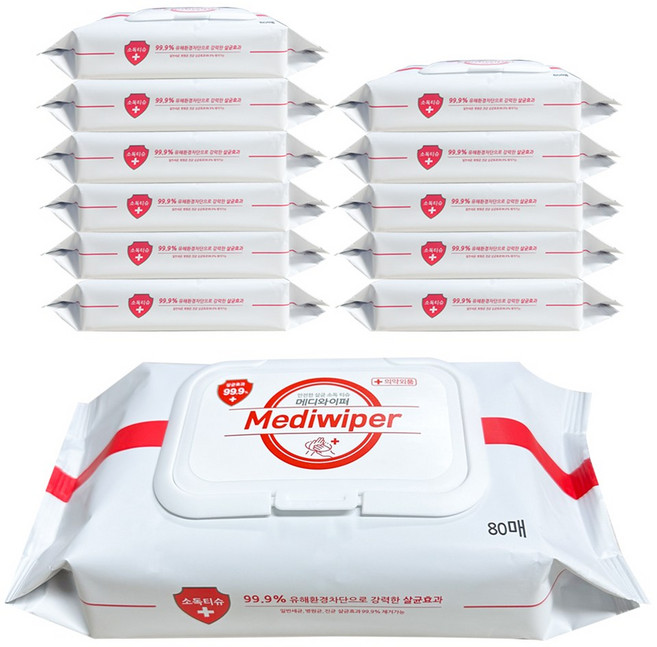메디와이퍼 손소독 티슈 캡형, 80매, 11개