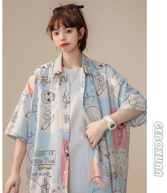 港風復古短袖襯衫女夏季設計感小眾襯衣