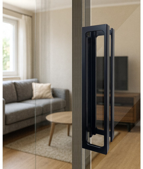 슬라이딩 미닫이 도어 매립형 일체형 알루미늄 손잡이, 그레이