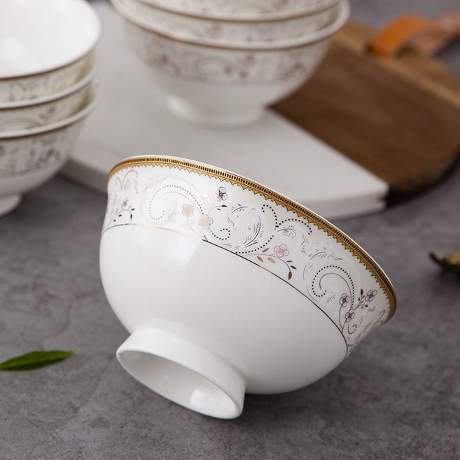 Shiyue Ershi 고급 경덕진 가정용 밥그릇 도자기 그릇 세트 밥그릇 국그릇 *4P, 유형 C - 4.5인치 높이 그릇, 1개