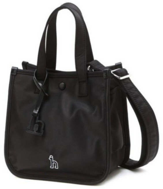 헤지스 여성 블랙 나일론 아이코닉 미니 토트백 겸 크로스백 HJBA1EF20BK