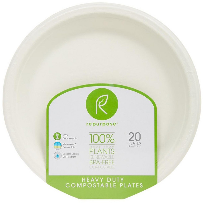 리펄포즈 헤비 듀티 컴포스터블 일회용접시, 20개입, 1개