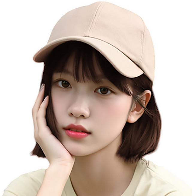 이쁘다샵 가발위드 단발 스타일캡 여성 모자가발, 베이지+라이트브라운, 1개