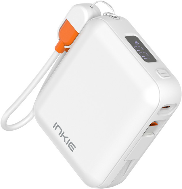 인키 초고속 22.5W PD 충전 케이블 2WAY 일체형 대용량 보조배터리 10000mAh 멀티단자, IK-CPC1-PD10000, 화이트