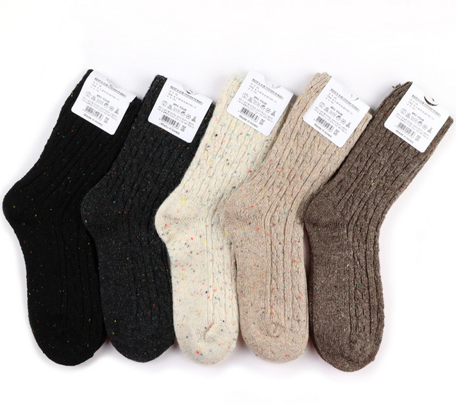 언니네양말 여성용 MONDAY 꽈베기넵사 5켤레 겨울양말 니트 겨울 양말 무압박양말 임산부양말