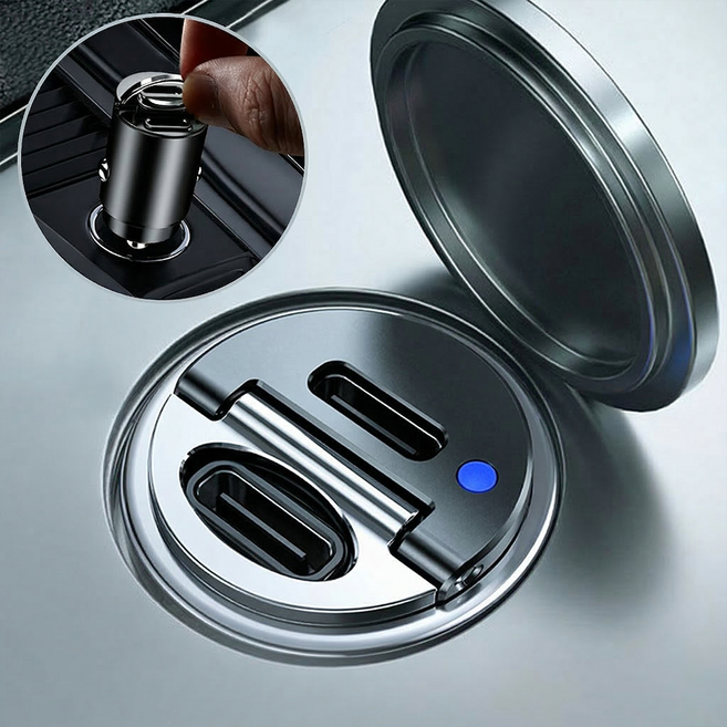 매립형130W 차량용 초고속 시거잭 충전기 USB C타입 PD QC, C + C, 2구, 1개