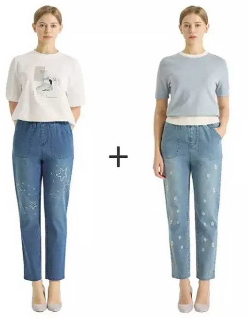 [라라쎄] 스타플라워 데님 밴딩 팬츠 2종